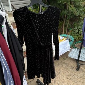 Topshop Black Velvet Polka Dot Dress